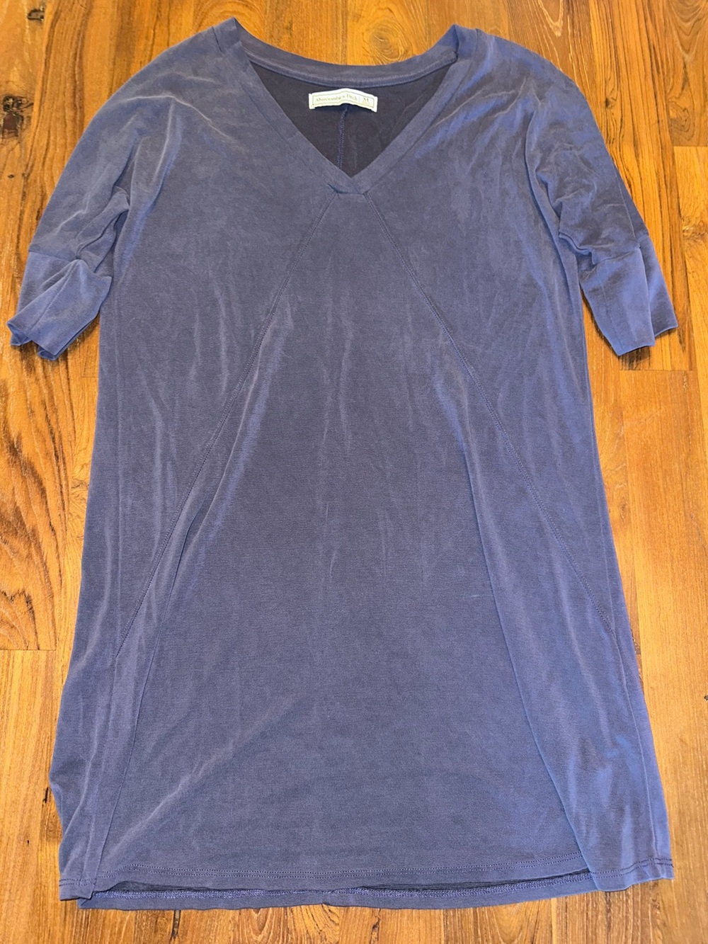 Abercrombie & Fitch V-Neck Short Sleeve Blue Tunic Dress Size Medium.